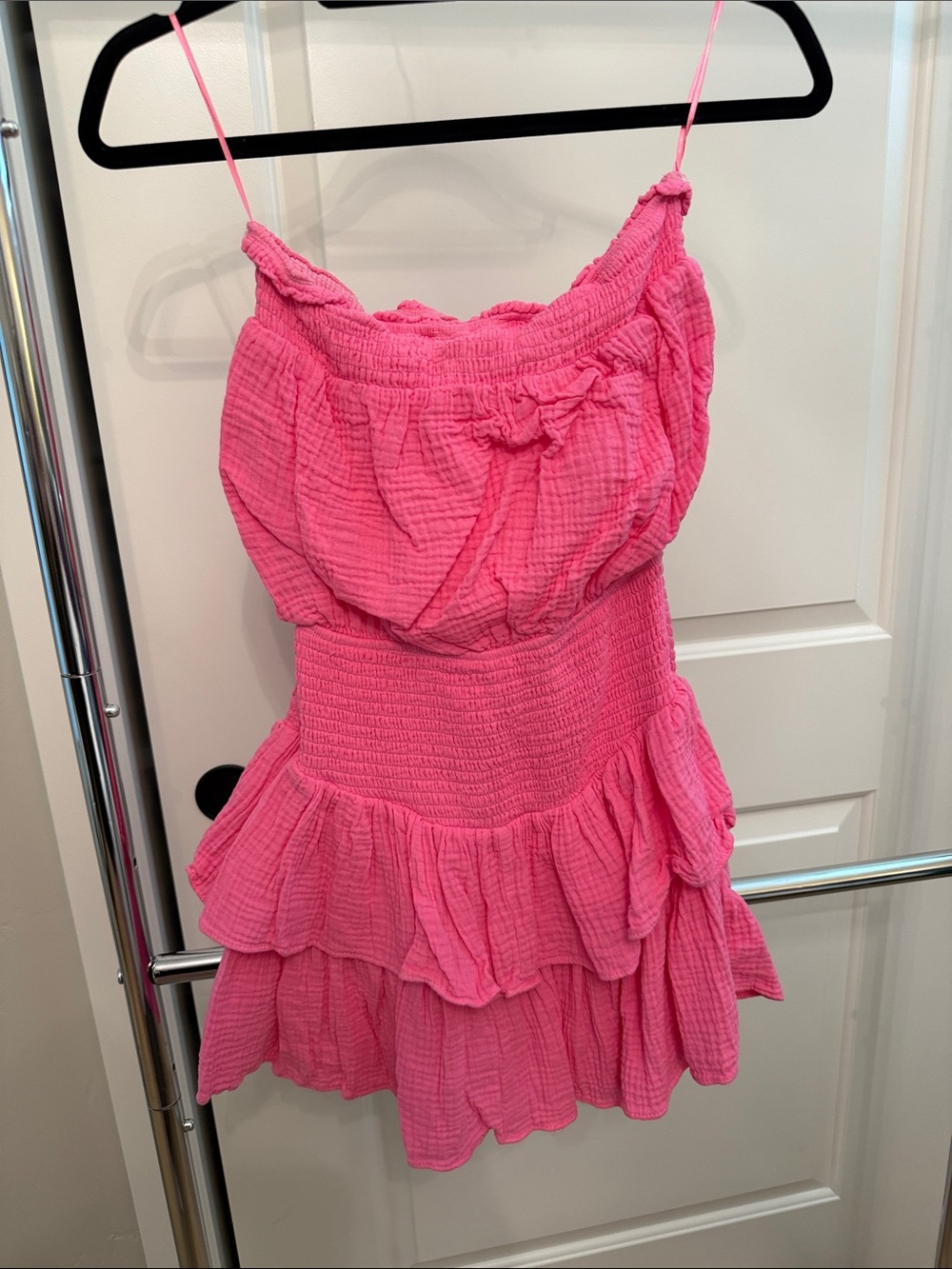 Pink Ruffled Tiered romper - Picture 2 of 3